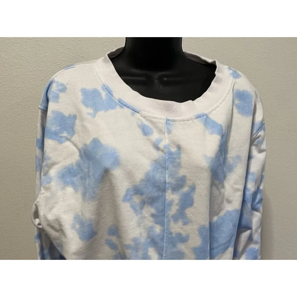 Zyia Active Womens Size XL White & Blue Cloud Pattern Pullover Sweatshirt - Picture 5 of 10